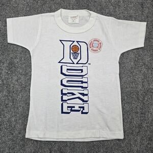 Vintage Duke Blue Devils Shirt Youth Kids 6 White NCAA Basketball 80s Deadstock